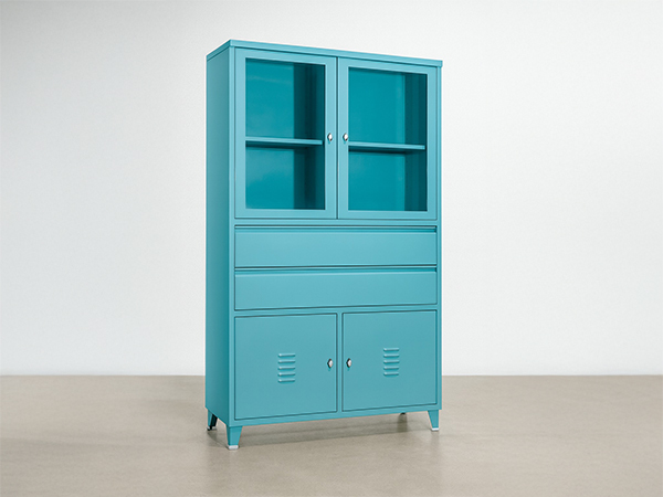 ארון מתכת משולב ויטרינה (טורקיז)